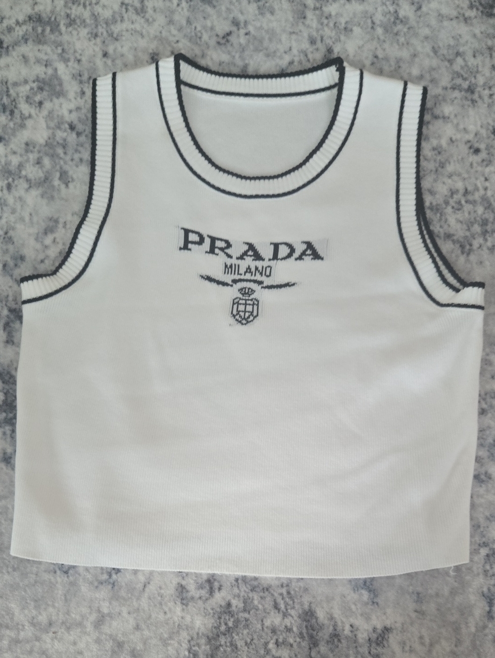 SALE TODAY!! $150 Boutique Item! White Crop Top with Navy Trim and Logo